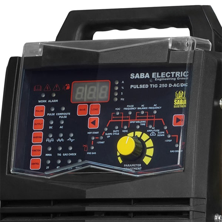 عکس دستگاه اینورتر تیگ تک فاز دیجیتال آب خنک صباالکتریک مدل PULSED WC TIG 250 D-AC/DC